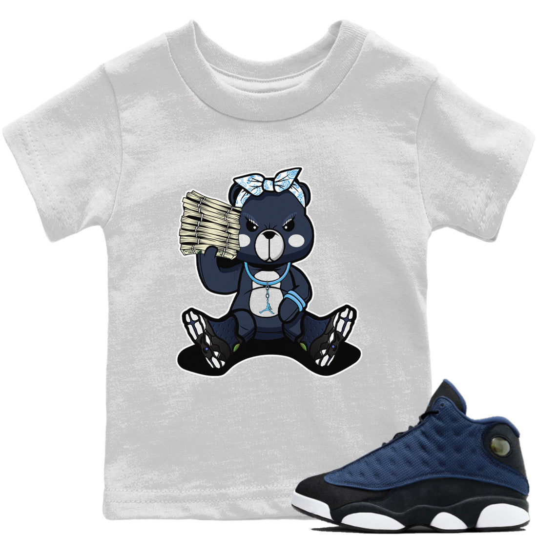 Jordan 13 Brave Blue Sneaker Match Tees Bad Baby Bear Sneaker Tees Jordan 13 Brave Blue Sneaker Release Tees Kids Shirts