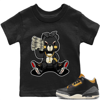 Jordan 3 Black Gold Sneaker Match Tees Bad Baby Bear Sneaker Tees Jordan 3 Black Gold Sneaker Release Tees Kids Shirts