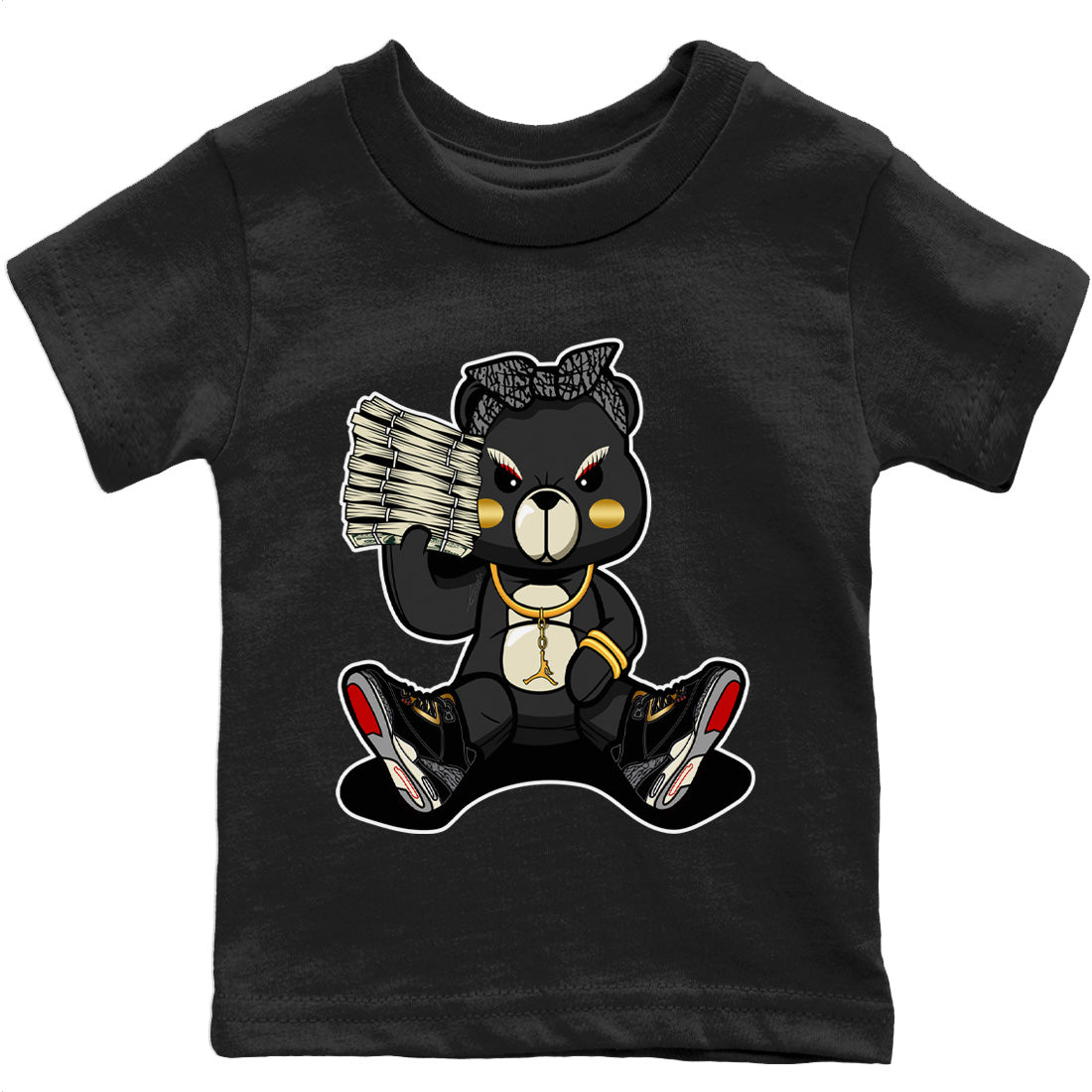 Jordan 3 Black Gold Sneaker Match Tees Bad Baby Bear Sneaker Tees Jordan 3 Black Gold Sneaker Release Tees Kids Shirts