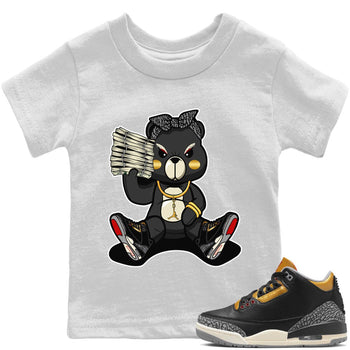 Jordan 3 Black Gold Sneaker Match Tees Bad Baby Bear Sneaker Tees Jordan 3 Black Gold Sneaker Release Tees Kids Shirts