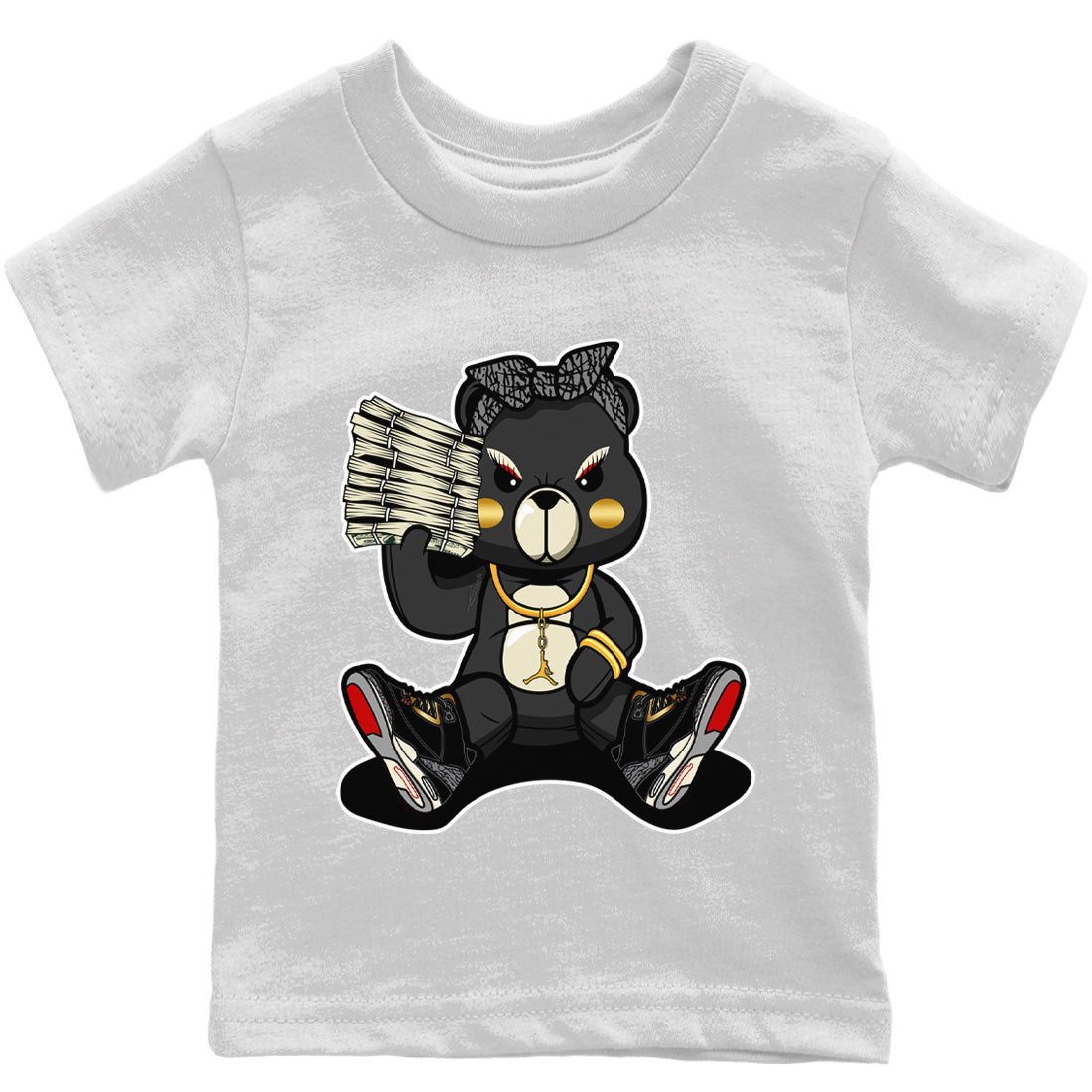 Jordan 3 Black Gold Sneaker Match Tees Bad Baby Bear Sneaker Tees Jordan 3 Black Gold Sneaker Release Tees Kids Shirts