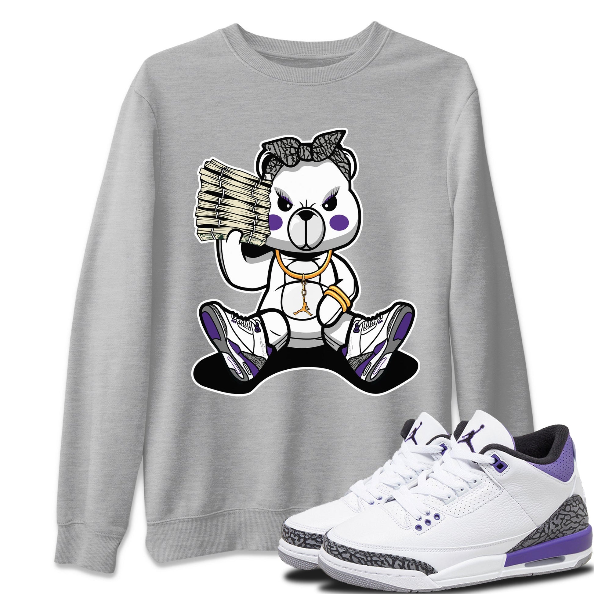 Jordan 3 Dark Iris Sneaker Match Tees Bad Baby Bear Sneaker Tees Jordan 3 Dark Iris Sneaker Release Tees Unisex Shirts