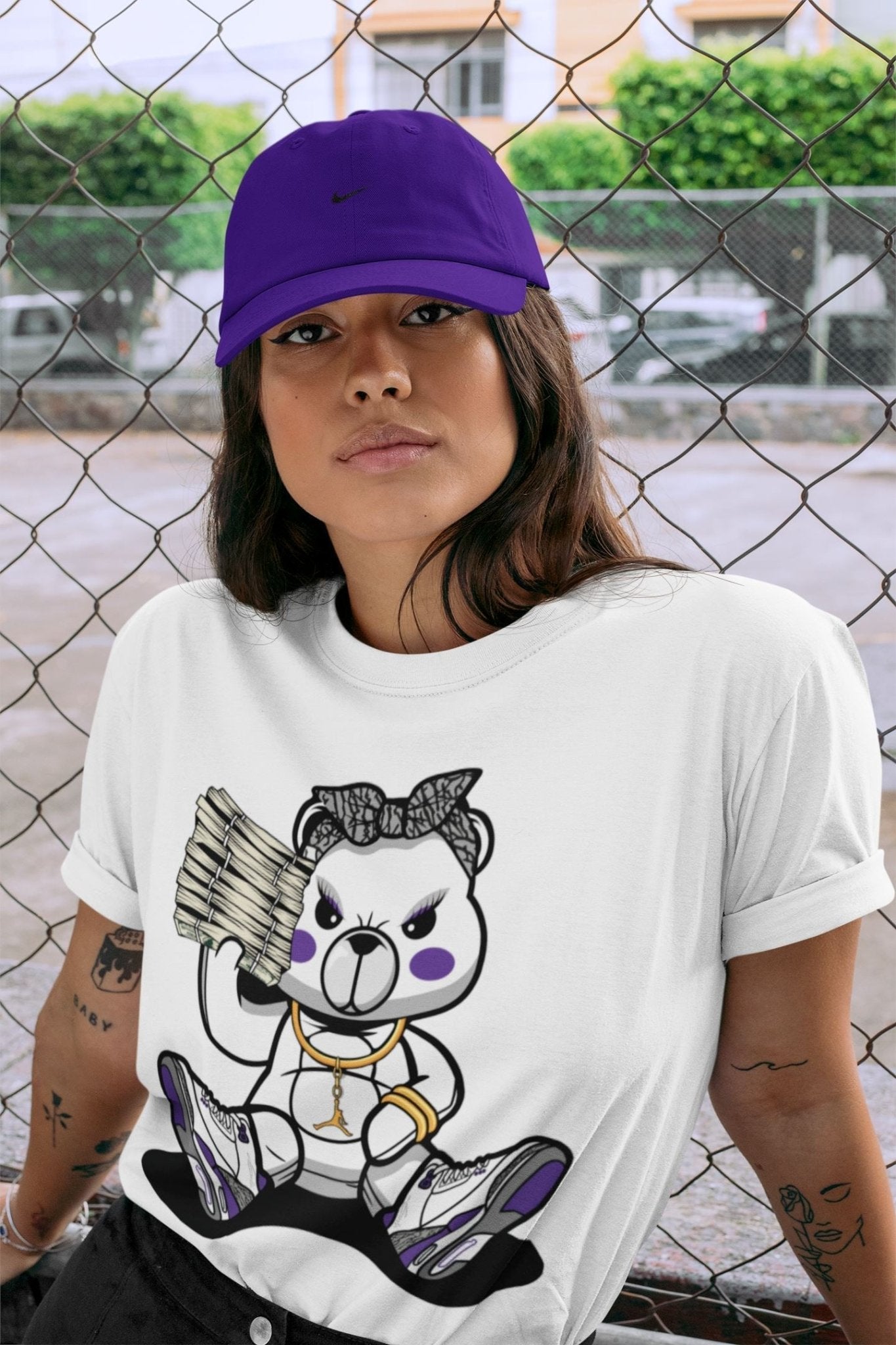 Jordan 3 Dark Iris Sneaker Match Tees Bad Baby Bear Sneaker Tees Jordan 3 Dark Iris Sneaker Release Tees Unisex Shirts