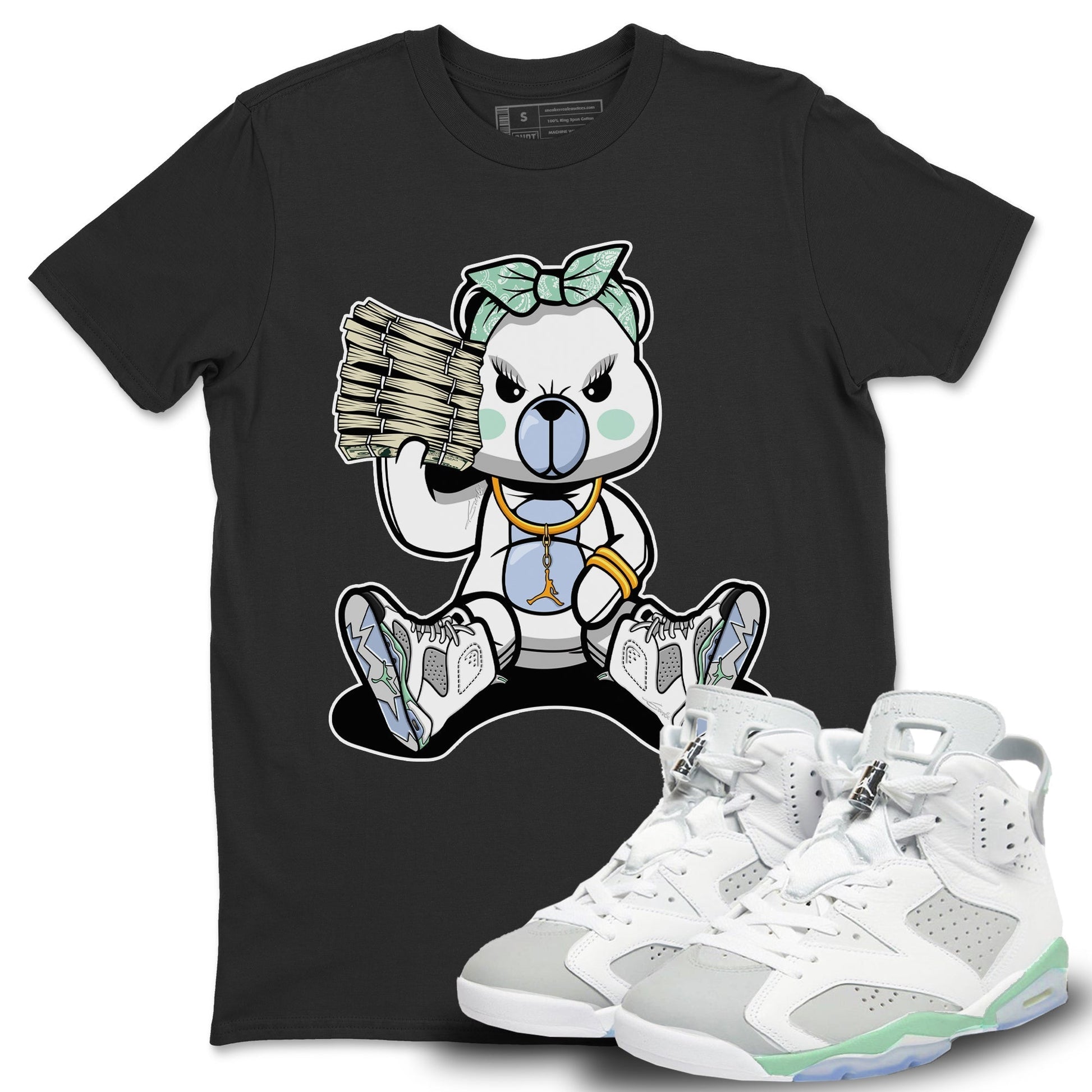 Jordan 6 Mint Foam Sneaker Match Tees Bad Baby Bear Sneaker Tees Jordan 6 Mint Foam Sneaker Release Tees Unisex Shirts