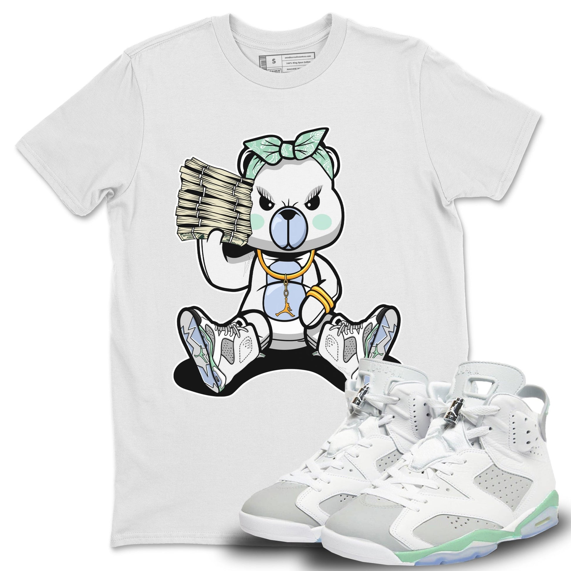 Jordan 6 Mint Foam Sneaker Match Tees Bad Baby Bear Sneaker Tees Jordan 6 Mint Foam Sneaker Release Tees Unisex Shirts