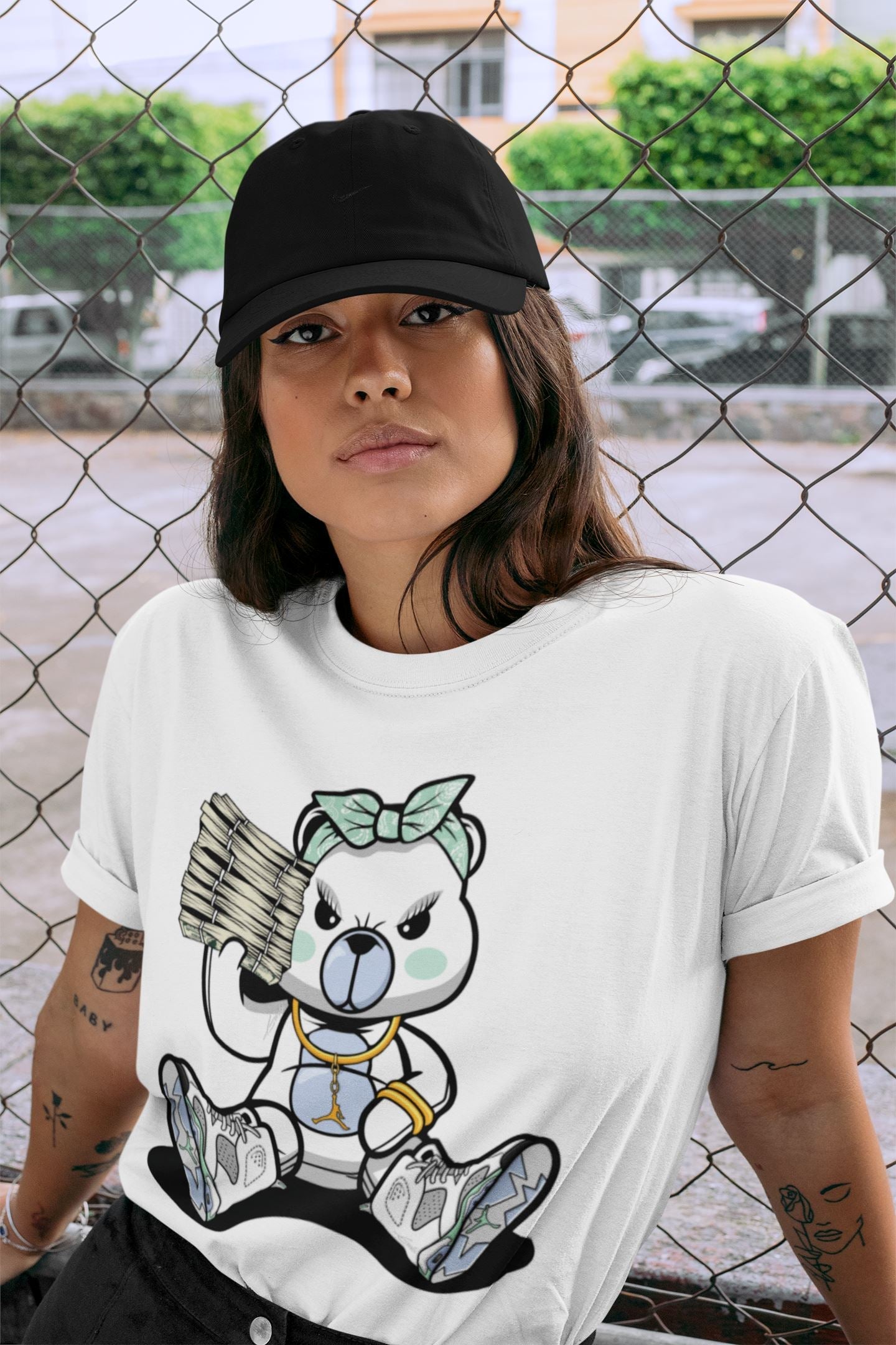 Jordan 6 Mint Foam Sneaker Match Tees Bad Baby Bear Sneaker Tees Jordan 6 Mint Foam Sneaker Release Tees Unisex Shirts