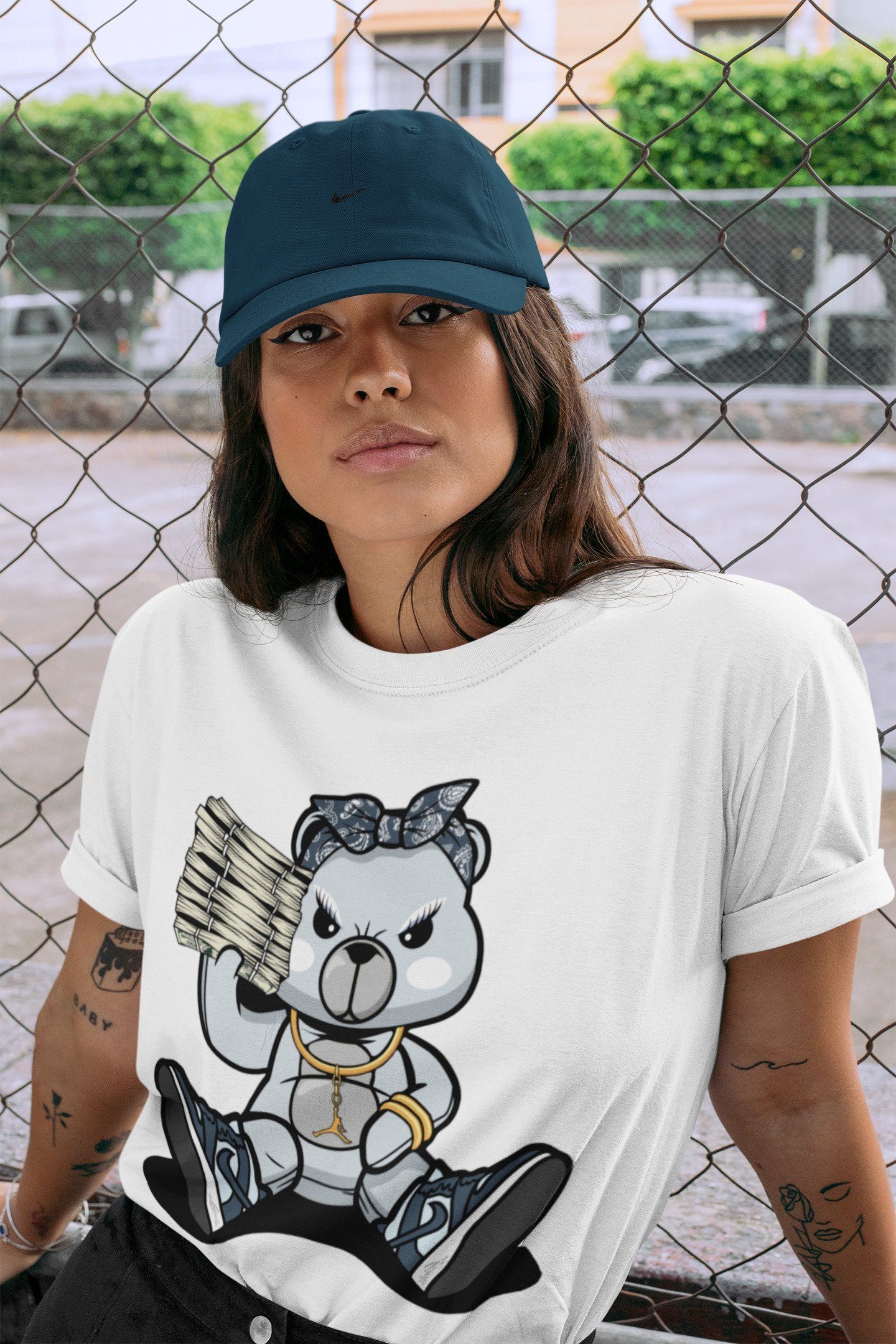 Dunk Championship Grey Sneaker Match Tees Bad Baby Bear Sneaker Tees Dunk Championship Grey SNRT Sneaker Tees Casual Short Sleeve Unisex Sneaker T-Shirts