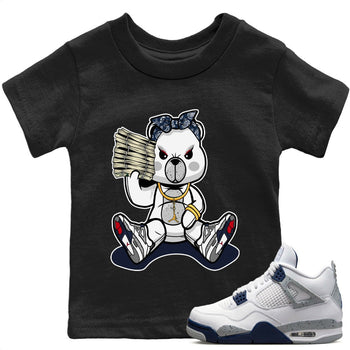 Jordan 4 Midnight Navy Sneaker Match Tees Bad Baby Bear Sneaker Tees Jordan 4 Midnight Navy Sneaker Release Tees Kids Shirts