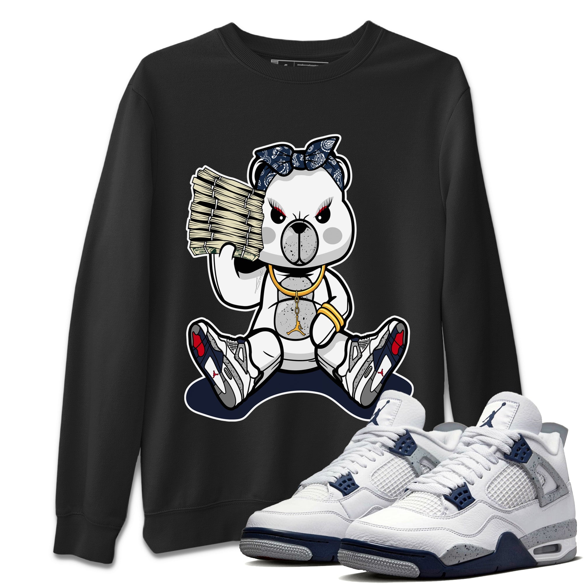 Jordan 4 Midnight Navy Sneaker Match Tees Bad Baby Bear Sneaker Tees Jordan 4 Midnight Navy Sneaker Release Tees Unisex Shirts