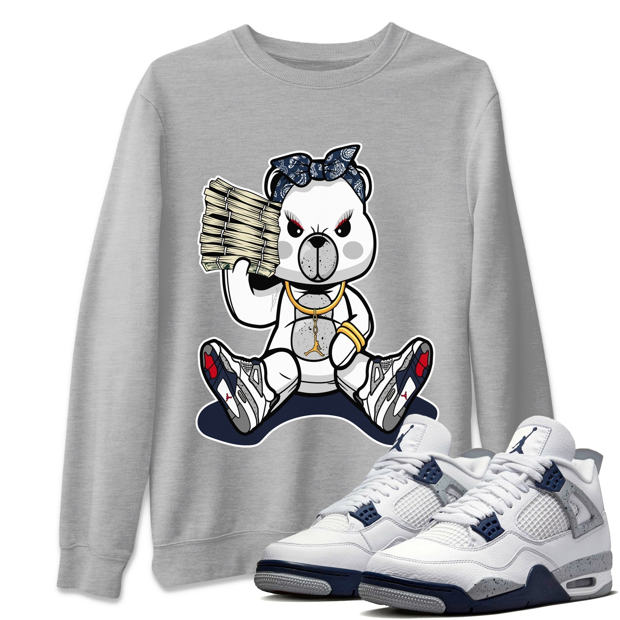 Jordan 4 Midnight Navy Sneaker Match Tees Bad Baby Bear Sneaker Tees Jordan 4 Midnight Navy Sneaker Release Tees Unisex Shirts