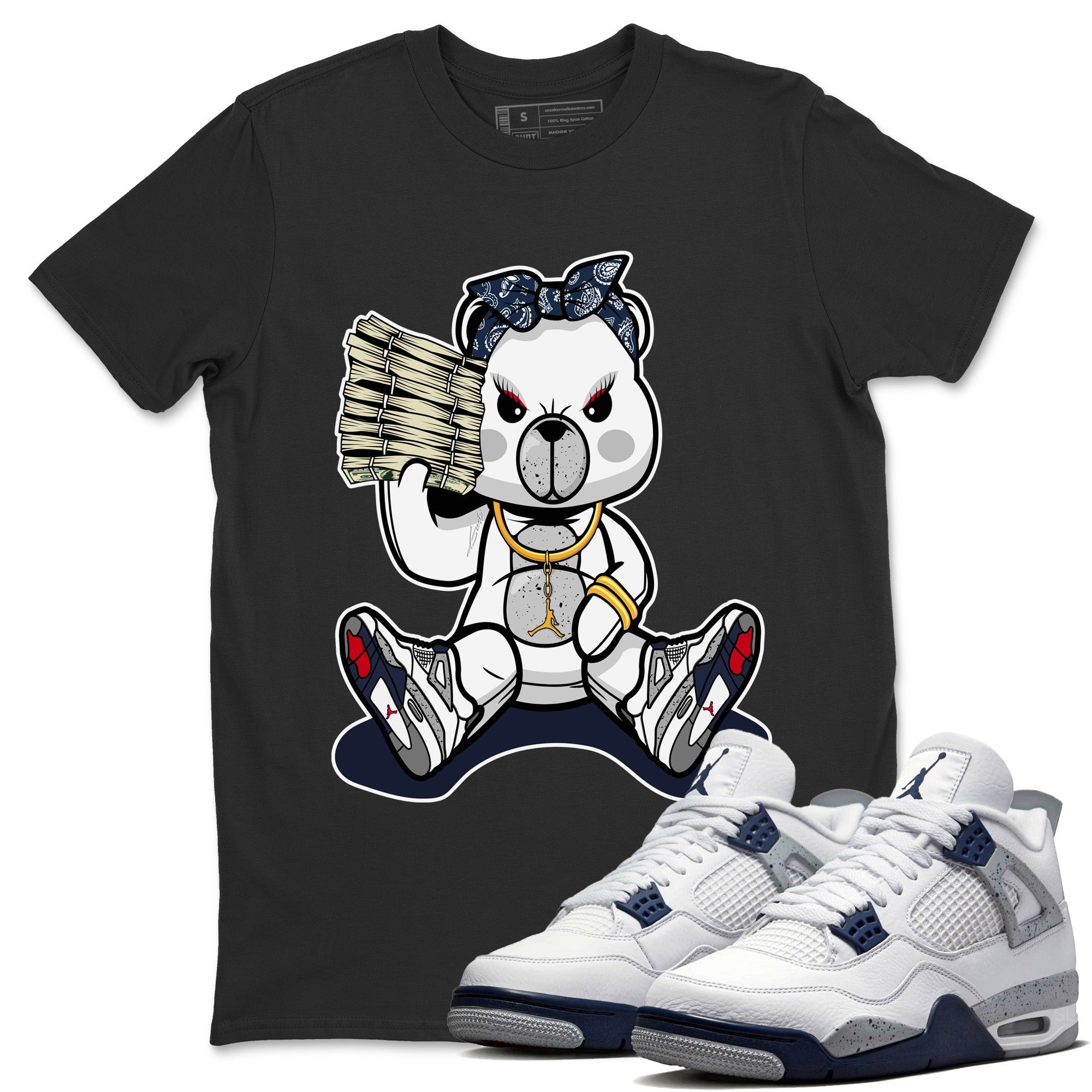 Jordan 4 Midnight Navy Sneaker Match Tees Bad Baby Bear Sneaker Tees Jordan 4 Midnight Navy Sneaker Release Tees Unisex Shirts