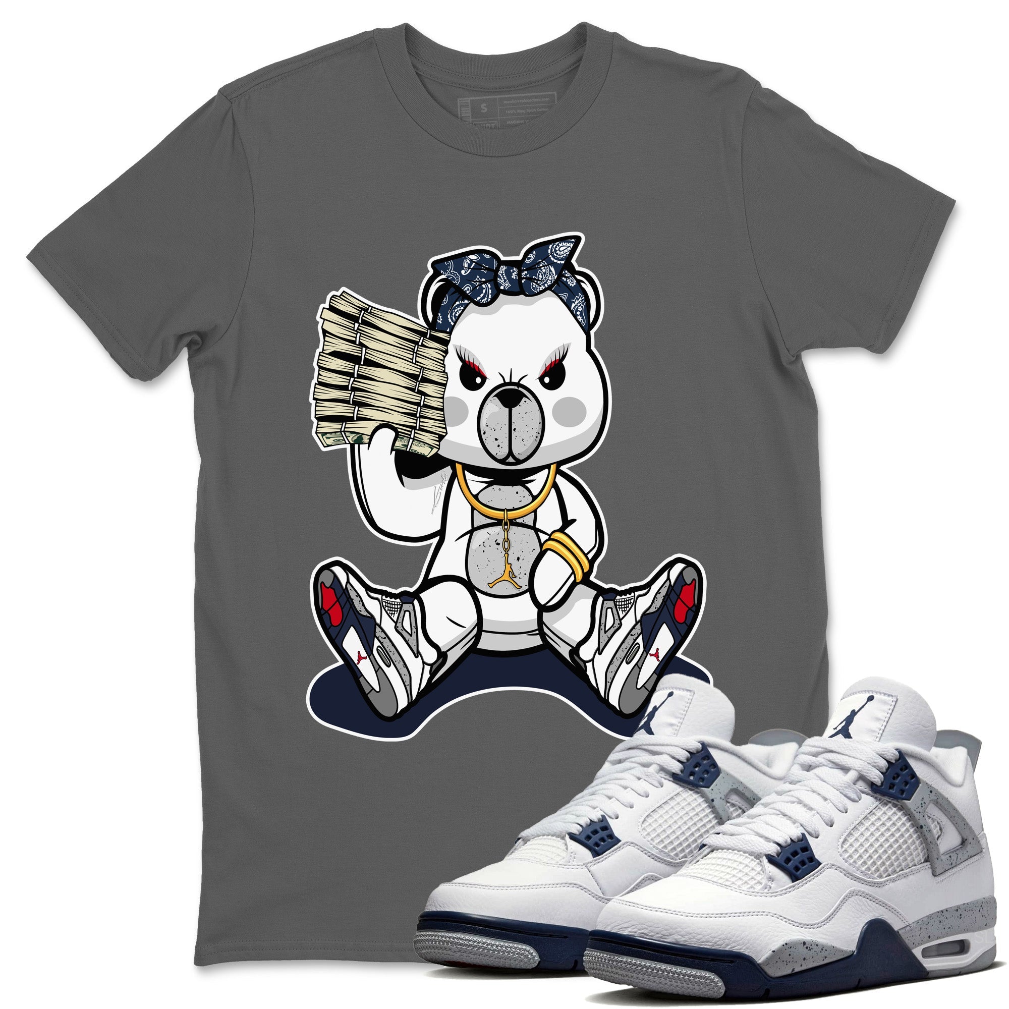 Jordan 4 Midnight Navy Sneaker Match Tees Bad Baby Bear Sneaker Tees Jordan 4 Midnight Navy Sneaker Release Tees Unisex Shirts