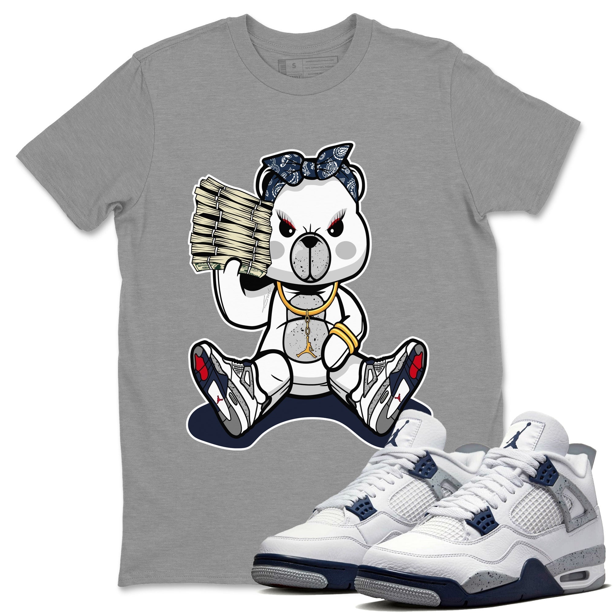 Jordan 4 Midnight Navy Sneaker Match Tees Bad Baby Bear Sneaker Tees Jordan 4 Midnight Navy Sneaker Release Tees Unisex Shirts