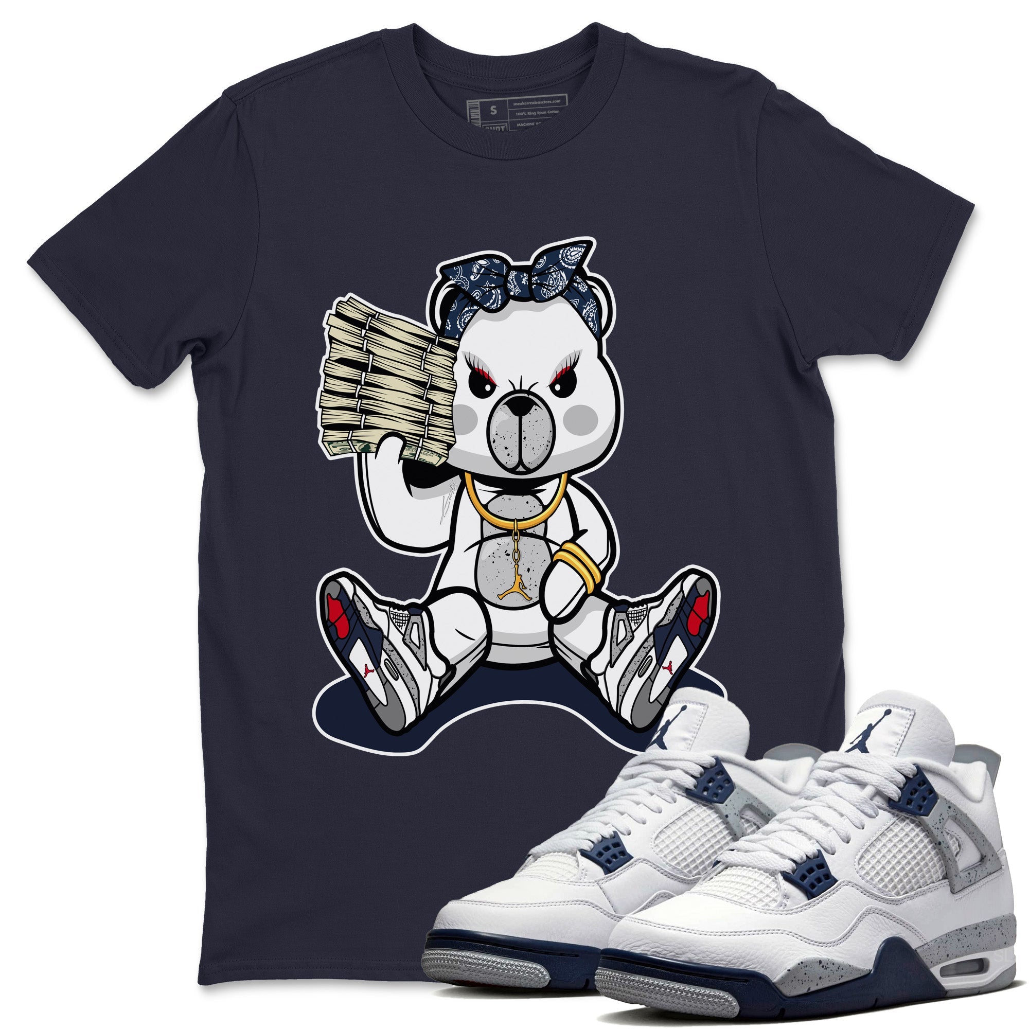 Jordan 4 Midnight Navy Sneaker Match Tees Bad Baby Bear Sneaker Tees Jordan 4 Midnight Navy Sneaker Release Tees Unisex Shirts