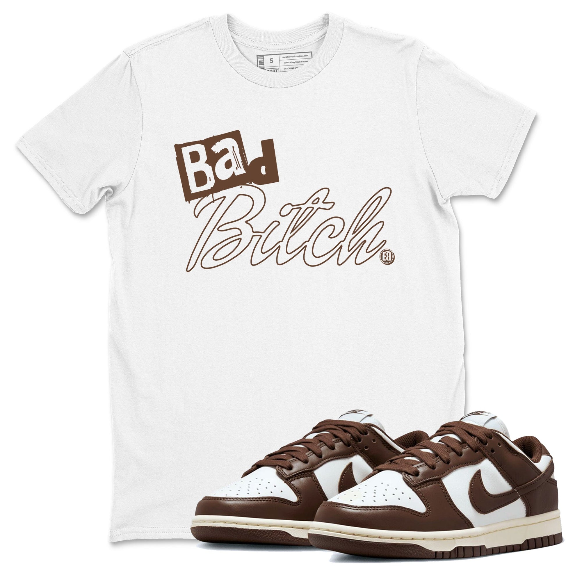 Dunk Low WMNS Cacao Wow sneaker shirt to match jordans Bad Bitch sneaker tees Dunk Cacao Wow SNRT Sneaker Tees Crew Neck Unisex Cotton Sneaker T-Shirt White 1 T-Shirt