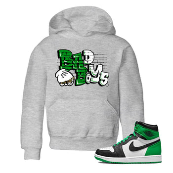 Air Jordan 1 Celtics Sneaker Match Tees Bad Boys Sneaker Tees Air Jordan 1 Retro Celtics Sneaker Release Tees Kids Shirts Heather Grey 1