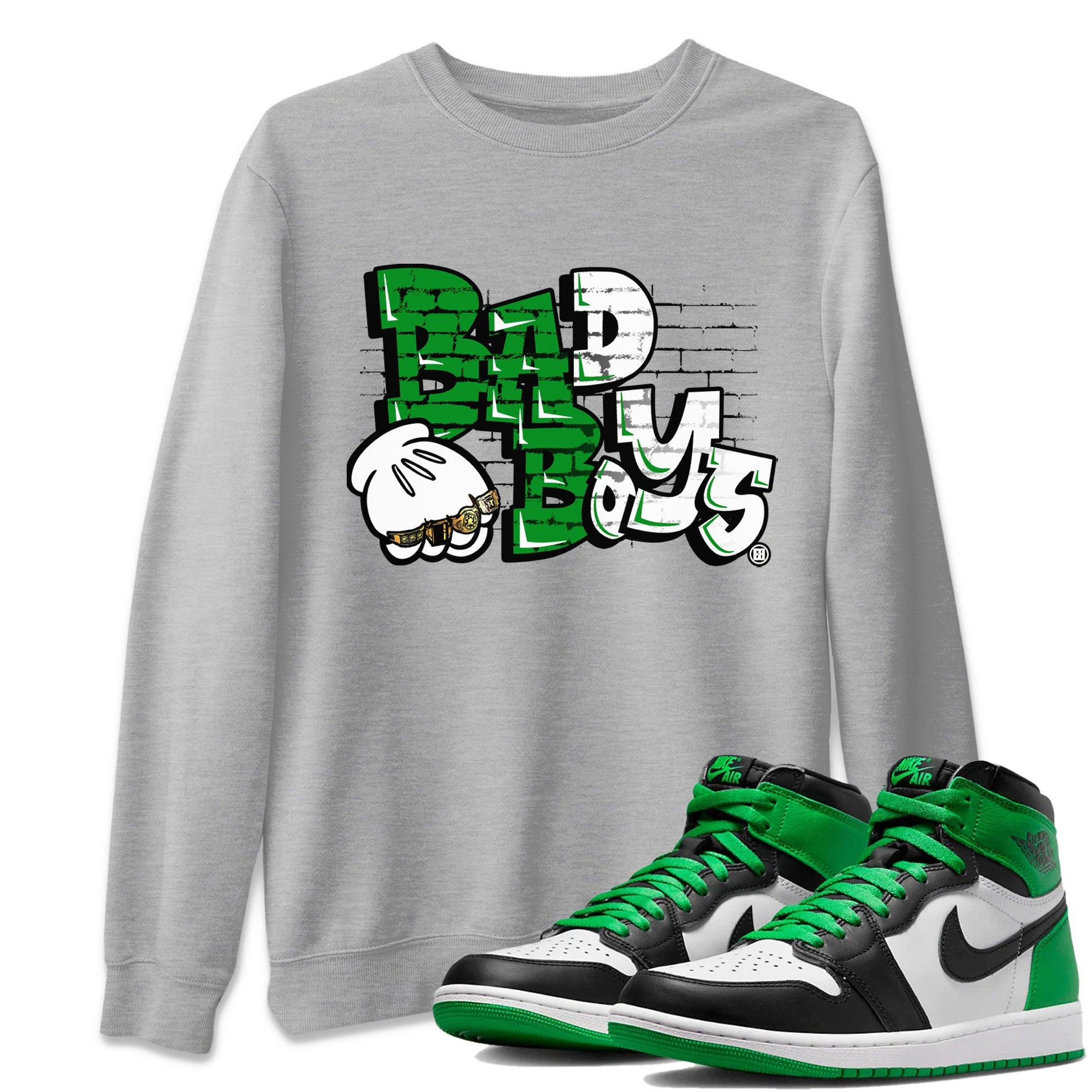 Air Jordan 1 Celtics Sneaker Match Tees Bad Boys Sneaker Tees Air Jordan 1 Retro Celtics Sneaker Release Tees Unisex Shirts Heather Grey 1