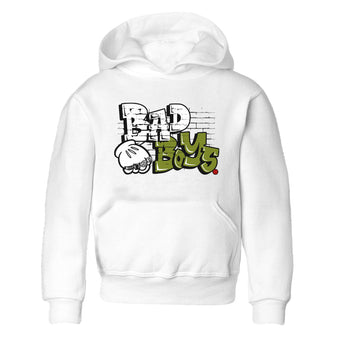 Air Jordan 1 Travis Scott Olive Sneaker Match Tees Bad Boys Sneaker Tees Air Jordan 1 Low x Travis Scott x Olive Sneaker Release Tees Kids Shirts White 2