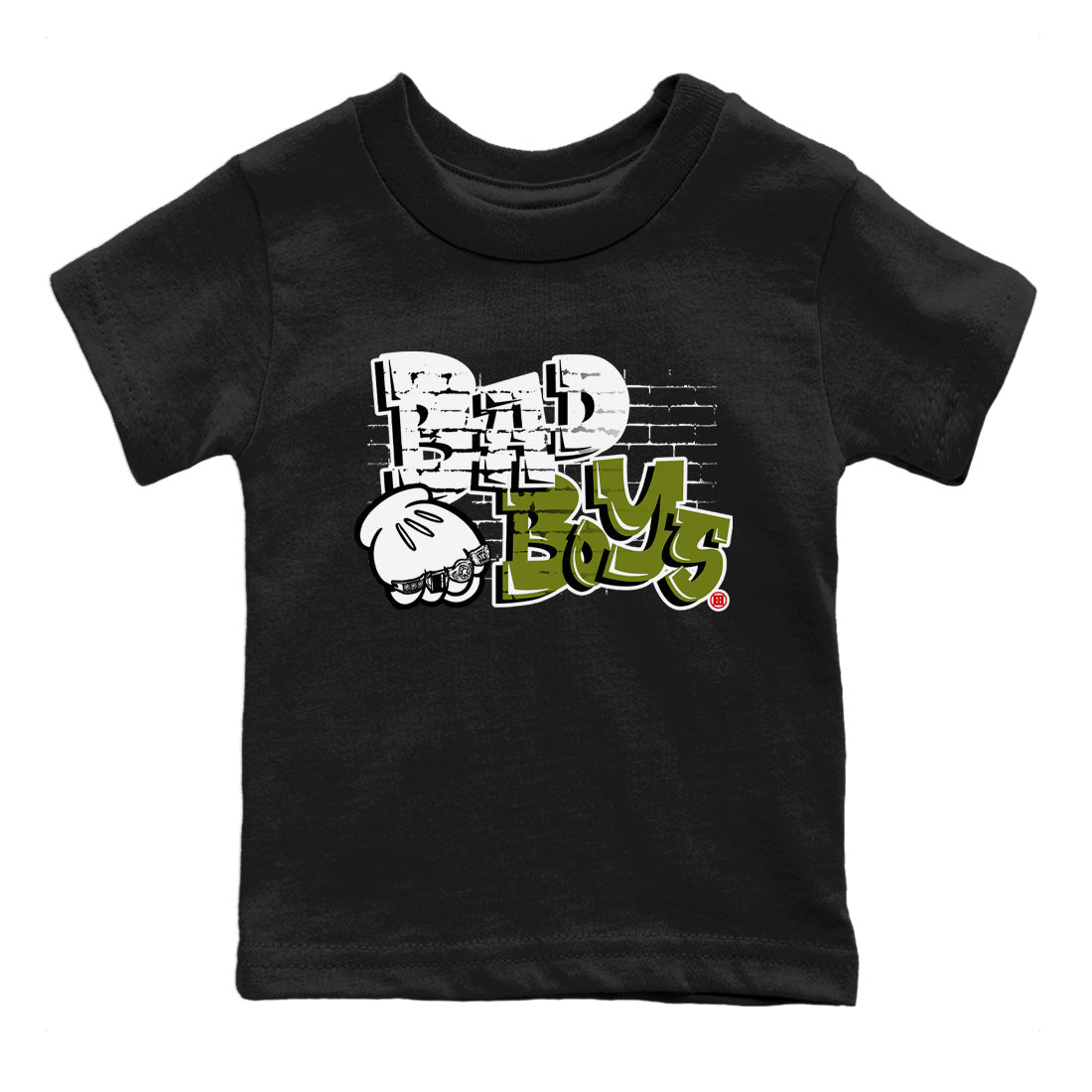 Air Jordan 1 Travis Scott Olive Sneaker Match Tees Bad Boys Sneaker Tees Air Jordan 1 Low x Travis Scott x Olive Sneaker Release Tees Kids Shirts Black 2