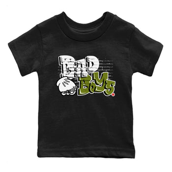 Air Jordan 1 Travis Scott Olive Sneaker Match Tees Bad Boys Sneaker Tees Air Jordan 1 Low x Travis Scott x Olive Sneaker Release Tees Kids Shirts Black 2