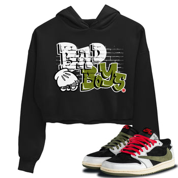 Air Jordan 1 Travis Scott Olive Sneaker Match Tees Bad Boys Sneaker Tees Air Jordan 1 Low x Travis Scott x Olive Sneaker Release Tees Women's Shirts Black 1