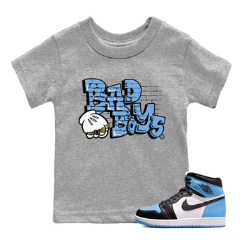 Air Jordan 1 Retro High OG UNC Toe Shirt to match Jordans Bad Boys Sneaker Tees Air Jordan 1 High OG UNC Toe SNRT Sneaker Release Tees Kids and Baby Tees Heather Grey 1