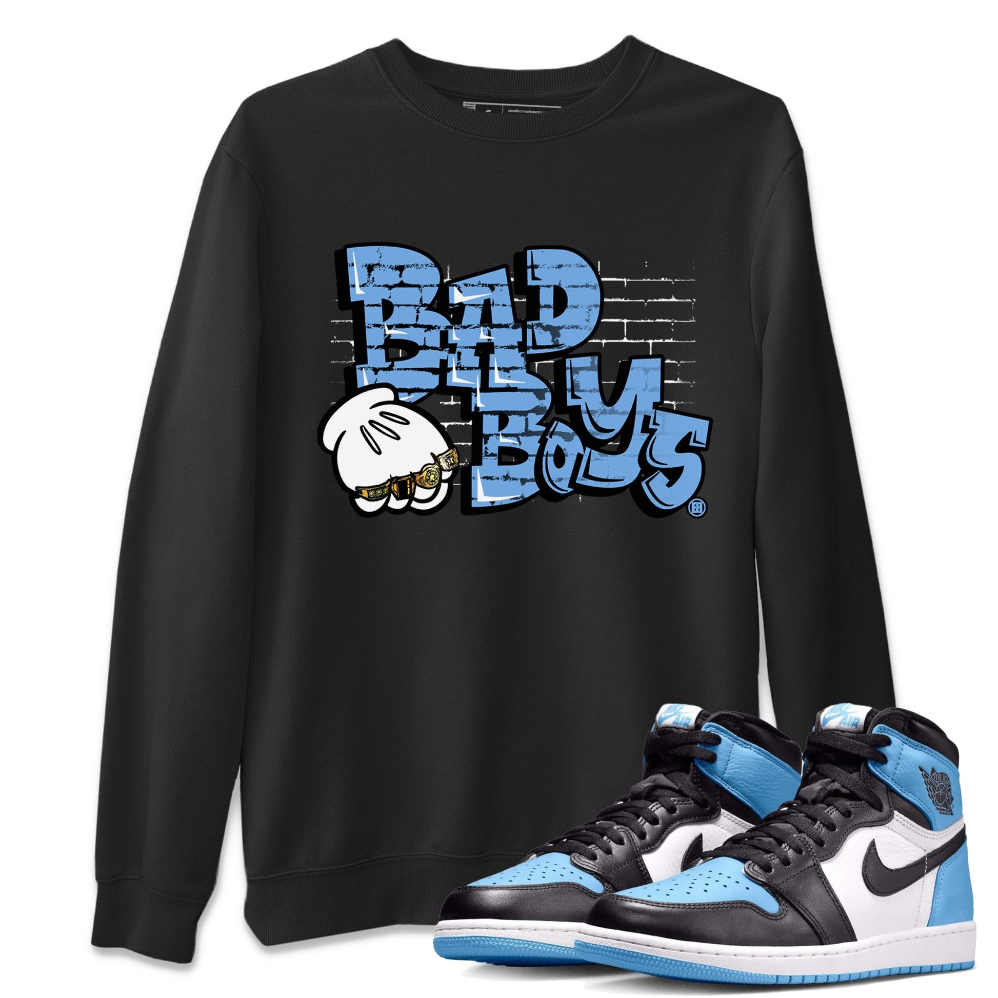 Air Jordan 1 Retro High OG UNC Toe Shirt to match Jordans Bad Boys Sneaker Tees Air Jordan 1 High OG UNC Toe SNRT Sneaker Release Tees Crew Neck T-Shirts Black 1