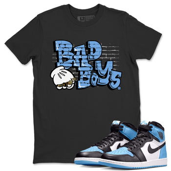 Air Jordan 1 Retro High OG UNC Toe Shirt to match Jordans Bad Boys Sneaker Tees Air Jordan 1 High OG UNC Toe SNRT Sneaker Release Tees Crew Neck T-Shirts Black 1