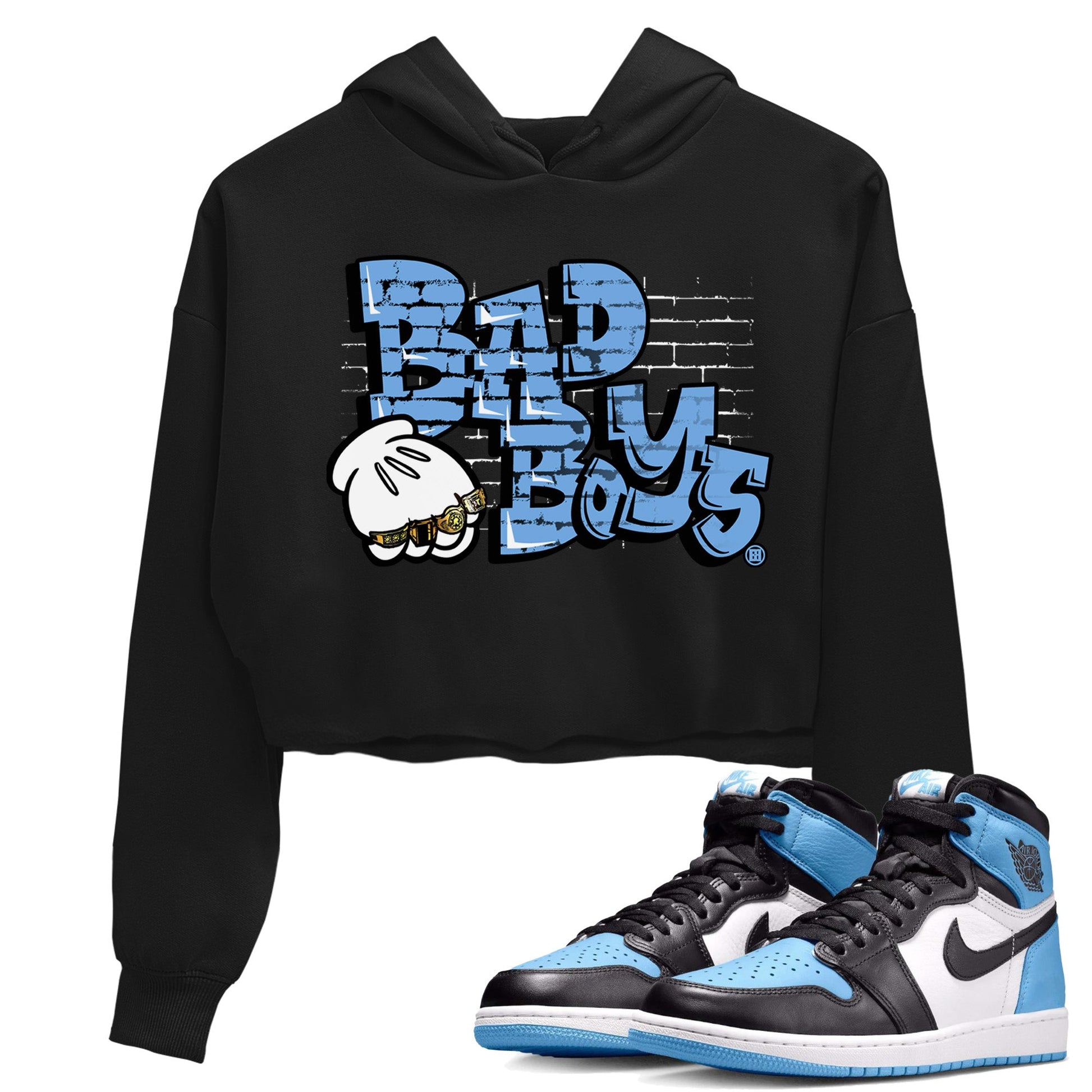 Air Jordan 1 Retro High OG UNC Toe Shirt to match Jordans Bad Boys Sneaker Tees Air Jordan 1 High OG UNC Toe SNRT Sneaker Release Tees Crop T-Shirts Black 1
