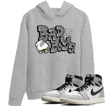 Air Jordan 1 White Cement Sneaker Match Tees Bad Boys Sneaker Tees Air Jordan 1 High OG White Cement Sneaker Release Tees Unisex Shirts Heather Grey 1