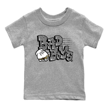 Air Jordan 1 White Cement Sneaker Match Tees Bad Boys Sneaker Tees Air Jordan 1 High OG White Cement Sneaker Release Tees Kids Shirts Heather Grey 2