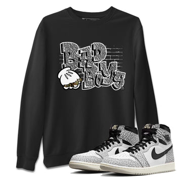 Air Jordan 1 White Cement Sneaker Match Tees Bad Boys Sneaker Tees Air Jordan 1 High OG White Cement Sneaker Release Tees Unisex Shirts Black 1