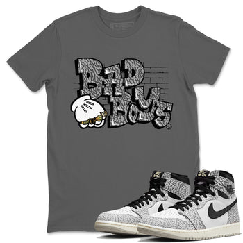 Air Jordan 1 White Cement Sneaker Match Tees Bad Boys Sneaker Tees Air Jordan 1 High OG White Cement Sneaker Release Tees Unisex Shirts Cool Grey 1