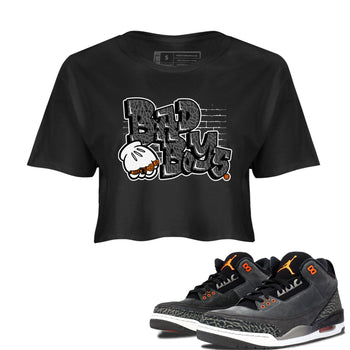 Jordan 3 Retro Fear AJ3 Grey shirt to match jordans Bad Boys sneaker tees Air Jordan 3 Fear SNRT Sneaker Release Tees Black 1 Crop T-Shirt