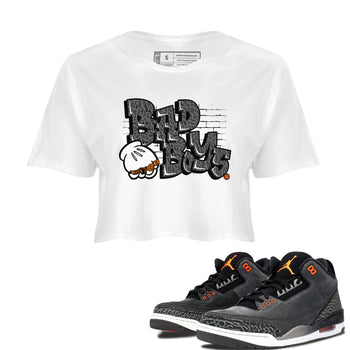 Jordan 3 Retro Fear AJ3 Grey shirt to match jordans Bad Boys sneaker tees Air Jordan 3 Fear SNRT Sneaker Release Tees White 1 Crop T-Shirt