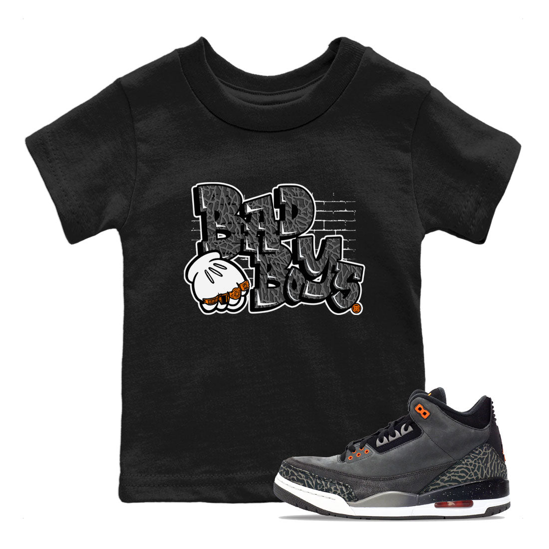 Jordan 3 Retro Fear AJ3 Grey shirt to match jordans Bad Boys sneaker tees Air Jordan 3 Fear SNRT Sneaker Release Tees Baby Toddler Black 1 T-Shirt