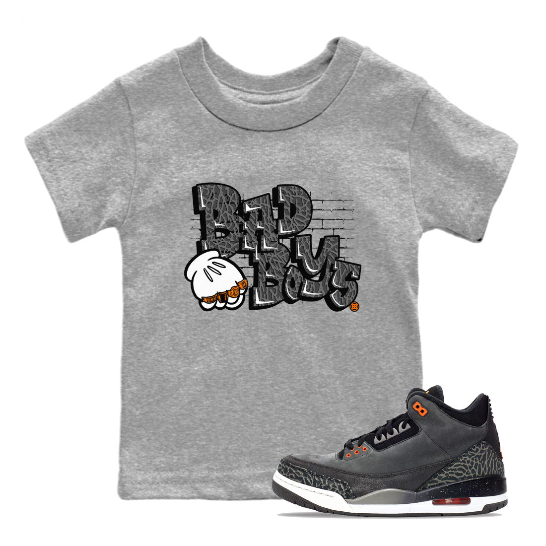Jordan 3 Retro Fear AJ3 Grey shirt to match jordans Bad Boys sneaker tees Air Jordan 3 Fear SNRT Sneaker Release Tees Baby Toddler Heather Grey 1 T-Shirt