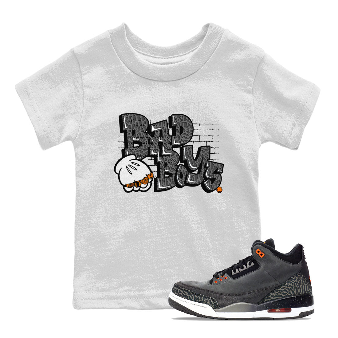 Jordan 3 Retro Fear AJ3 Grey shirt to match jordans Bad Boys sneaker tees Air Jordan 3 Fear SNRT Sneaker Release Tees Baby Toddler White 1 T-Shirt