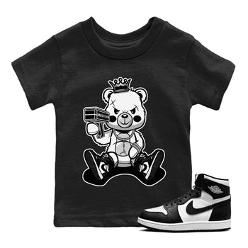 Jordan 1 Black White Sneaker Match Tees Bad King Baby Bear Sneaker Tees Jordan 1 Black White Sneaker Release Tees Kids Shirts