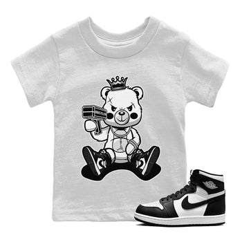 Jordan 1 Black White Sneaker Match Tees Bad King Baby Bear Sneaker Tees Jordan 1 Black White Sneaker Release Tees Kids Shirts