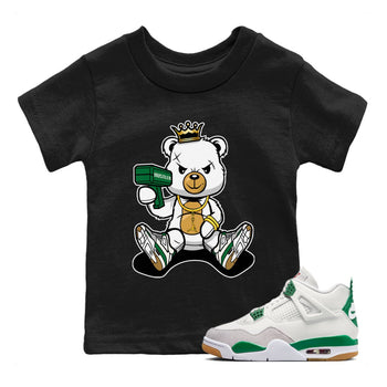 Air Jordan 4 Pine Green Sneaker Match Tees Bad King Baby Bear Sneaker Tees Nike SB Air Jordan 4 Pine Green Sneaker Release Tees Kids Shirts Black 1