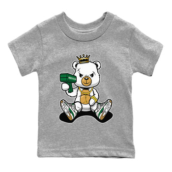 Air Jordan 4 Pine Green Sneaker Match Tees Bad King Baby Bear Sneaker Tees Nike SB Air Jordan 4 Pine Green Sneaker Release Tees Kids Shirts Heather Grey 2