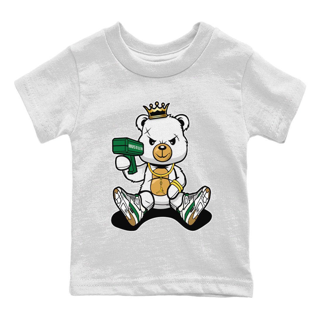 Air Jordan 4 Pine Green Sneaker Match Tees Bad King Baby Bear Sneaker Tees Nike SB Air Jordan 4 Pine Green Sneaker Release Tees Kids Shirts White 2