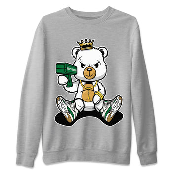 Jordan 4 Pine Green SB Sneaker Match Tees Bad King Baby Bear Sneaker Tees Nike SB Air Jordan 4 Pine Green Sneaker Tees Sneaker Release Shirts Unisex Shirts Heather Grey 2