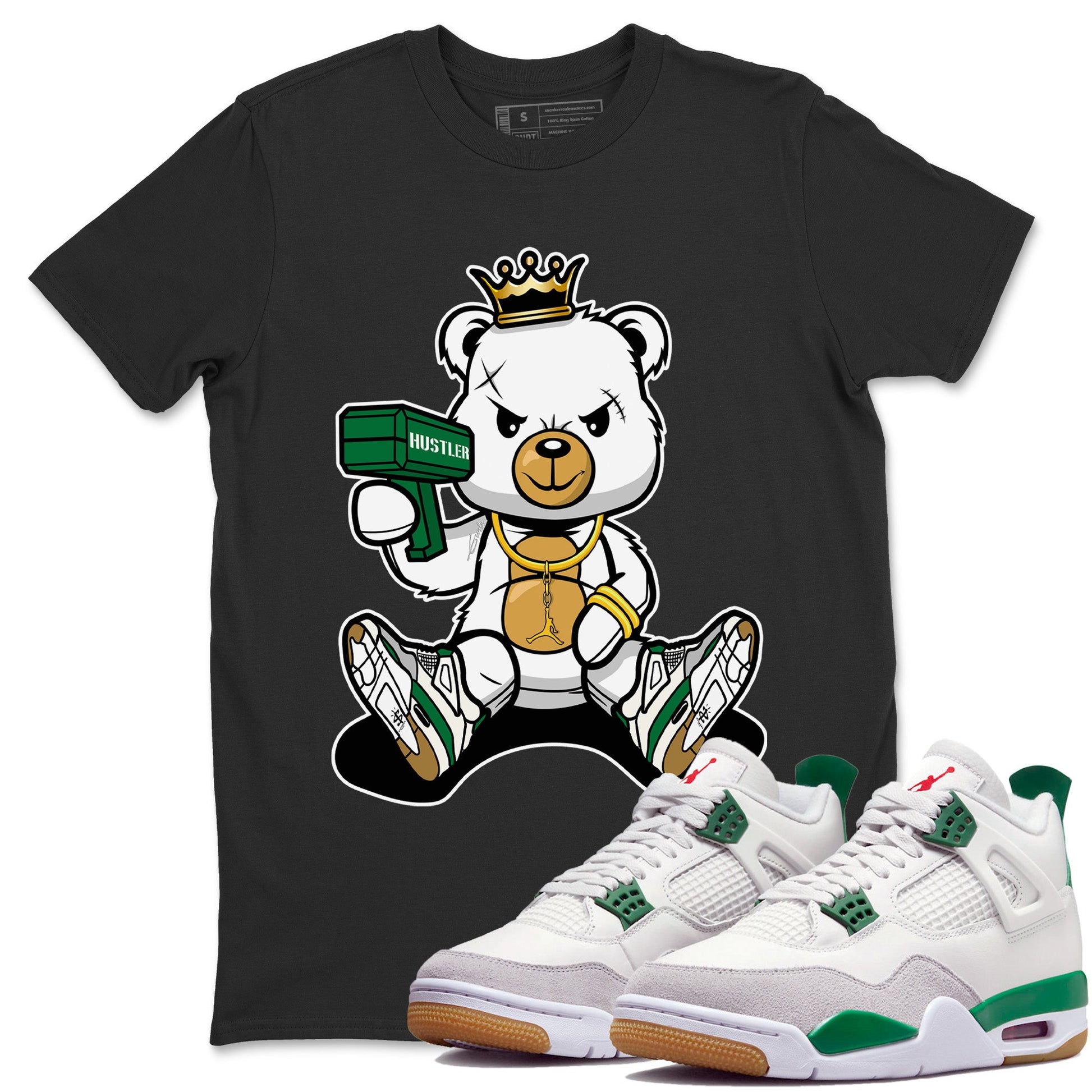 Air Jordan 4 Pine Green Sneaker Match Tees Bad King Baby Bear Sneaker Tees Nike SB Air Jordan 4 Pine Green Sneaker Release Tees Unisex Shirts Black 1