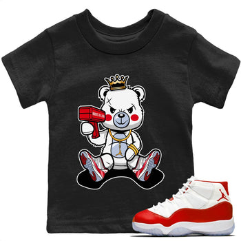 Jordan 11 Cherry Sneaker Match Tees Bad King Baby Bear Sneaker Tees Jordan 11 Cherry Sneaker Release Tees Kids Shirts