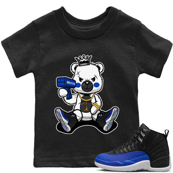 Jordan 12 Hyper Royal Sneaker Match Tees Bad King Baby Bear Sneaker Tees Jordan 12 Hyper Royal Sneaker Release Tees Kids Shirts
