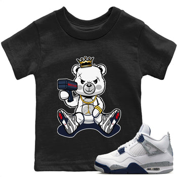 Jordan 4 Midnight Navy Sneaker Match Tees Bad King Baby Bear Sneaker Tees Jordan 4 Midnight Navy Sneaker Release Tees Kids Shirts