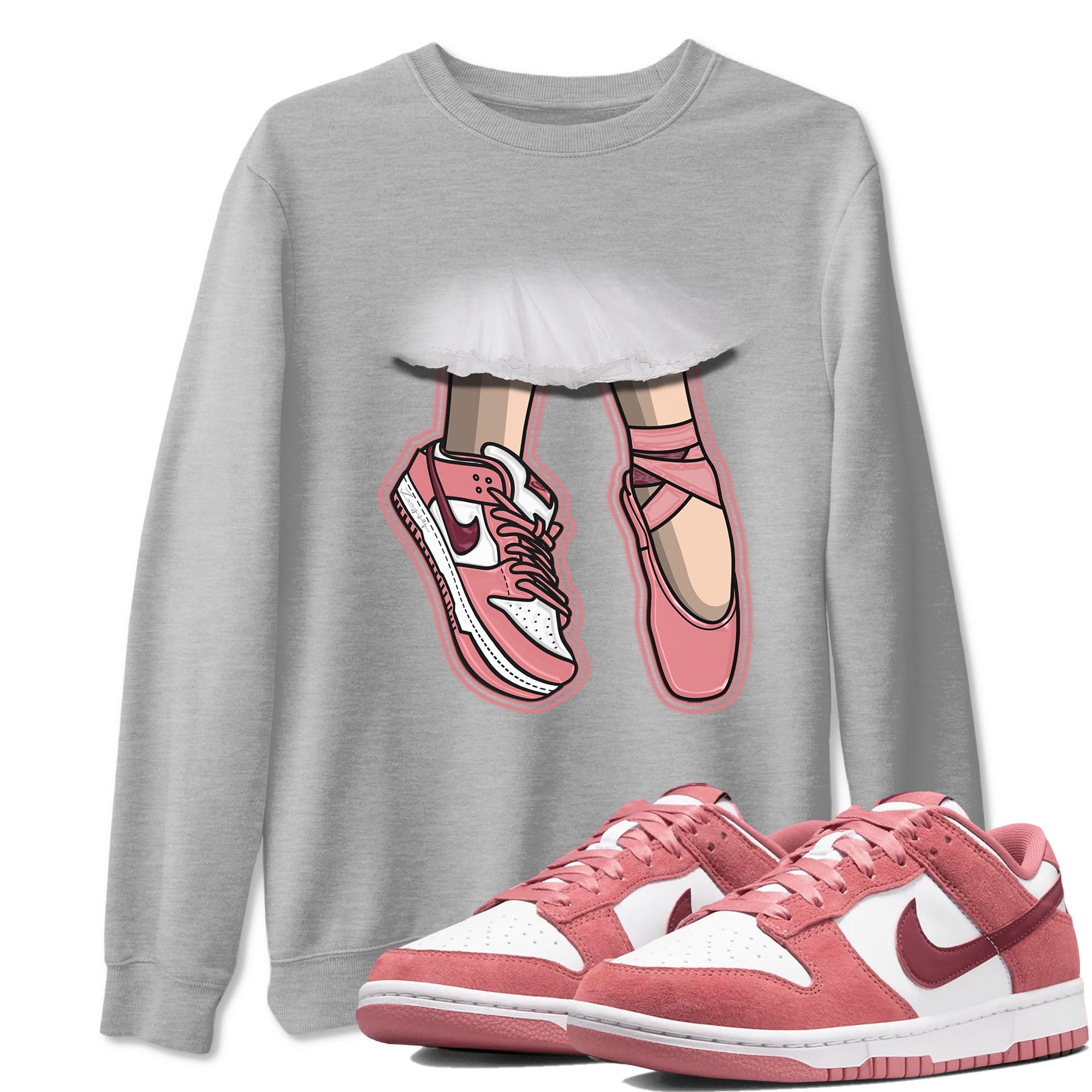 Dunk Valentine's Day shirt to match jordans Ballet Shoes sneaker tees Dunks Valentine's Day SNRT sneaker Release Tees unisex cotton Heather Grey 1 crew neck shirt
