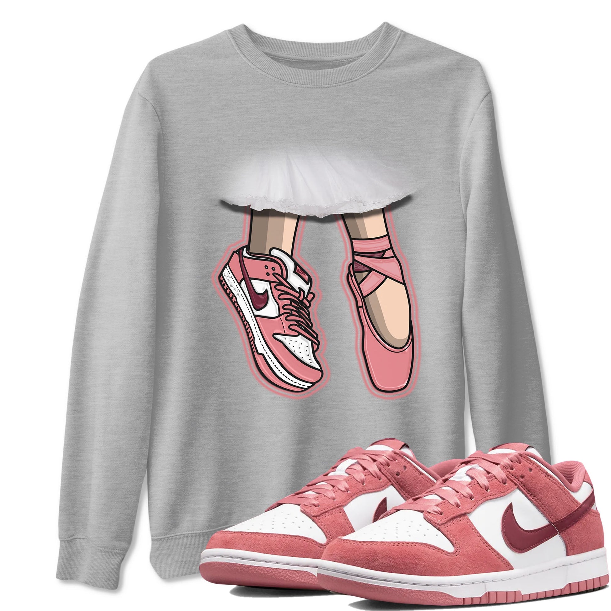 Dunk Valentine's Day shirt to match jordans Ballet Shoes sneaker tees Dunks Valentine's Day SNRT sneaker Release Tees unisex cotton Heather Grey 1 crew neck shirt